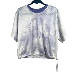Nike Womens M NWT Sportswear Mesh Crop Top Shirt Lavender/White Icon Clash